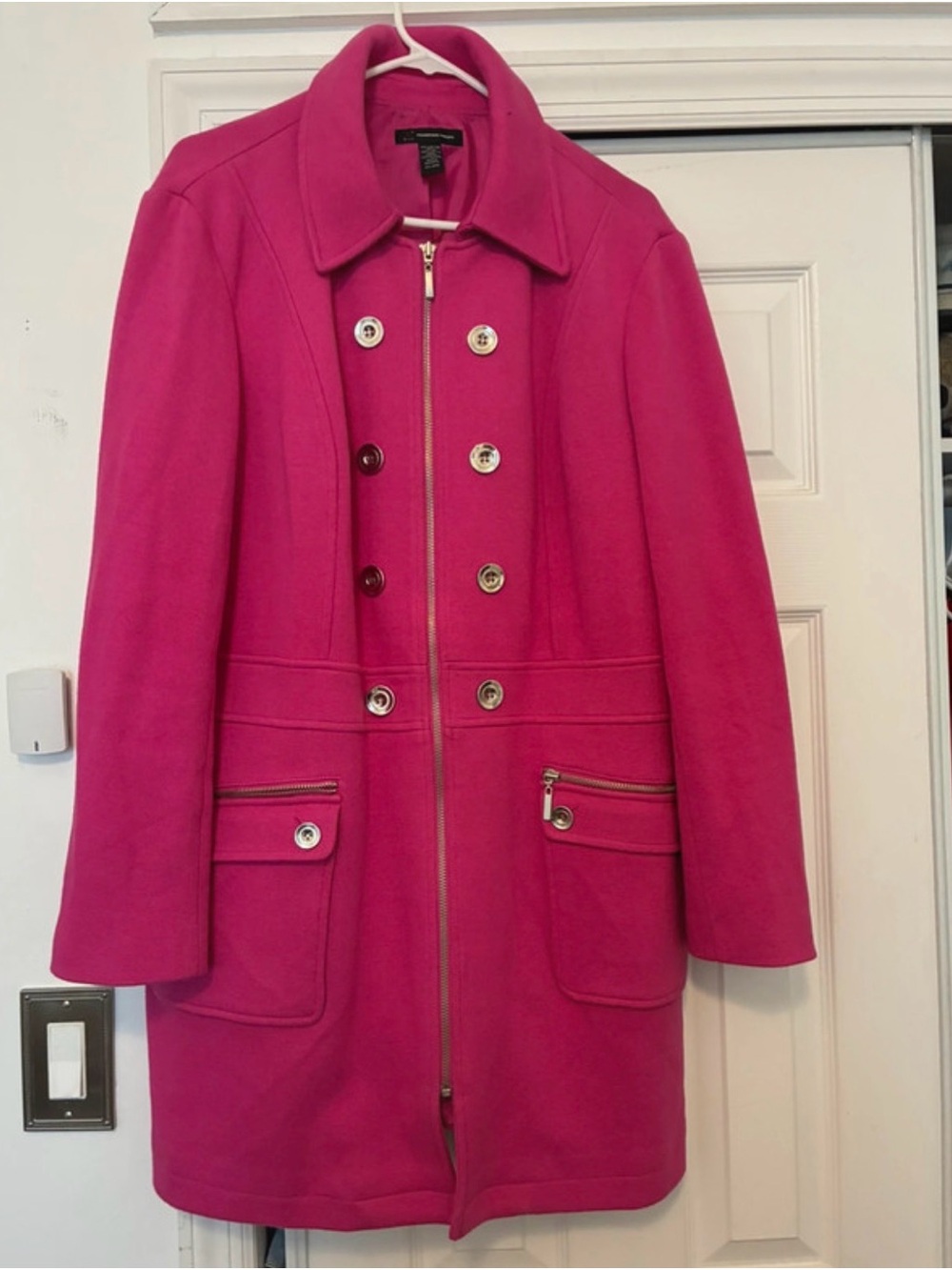 Hot Pink Double-Breasted Coat